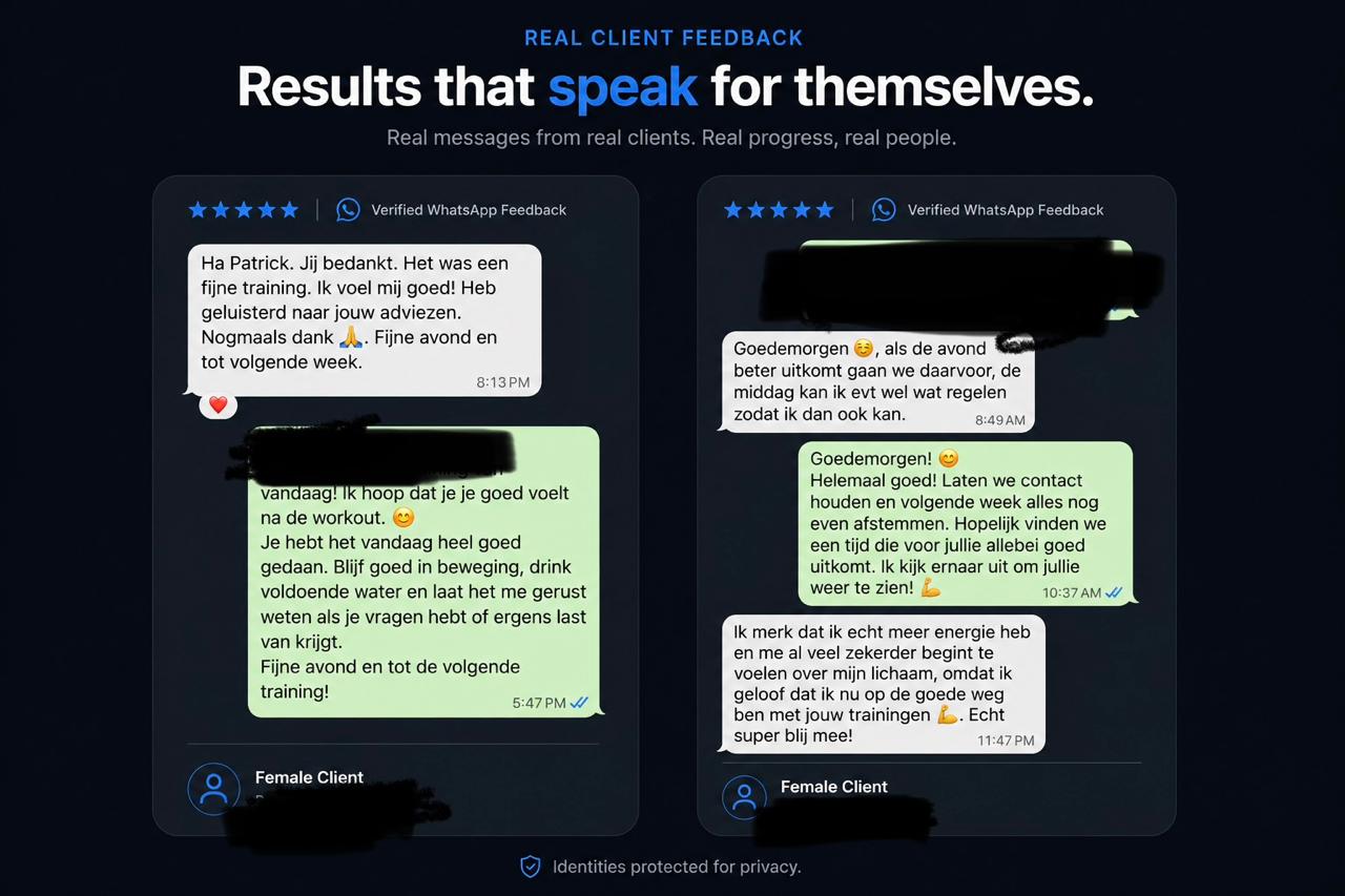 Dutch WhatsApp feedback from personal training clients